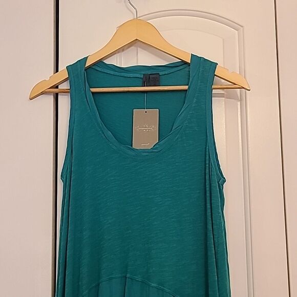 NEW ANTHROPOLOGIE Sleeveless High Low Tunic Top Dress Green S - Picture 3 of 10